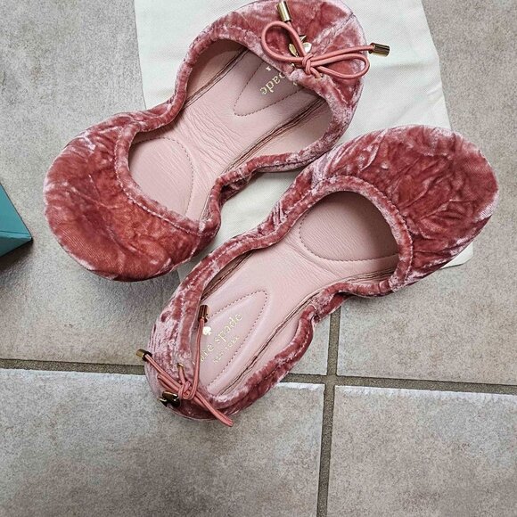 NEW Kate Spade Rose Crushed Velvet Ballet Shoes - In Box with Bag. Size 6.5! - Picture 3 of 9